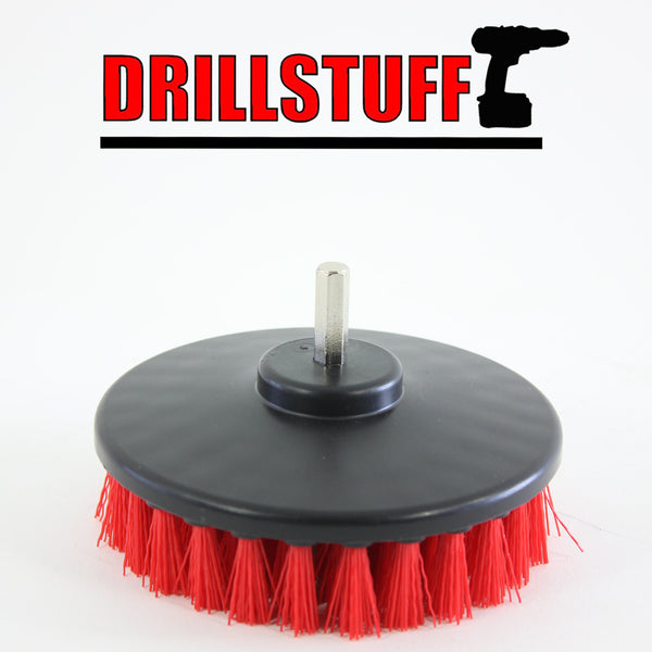 Drillbrush Mini Size Long Bristle Red Stiff Bristle Rotary Cleaning Drill,  PK 2 R-L-2M-QC-DB