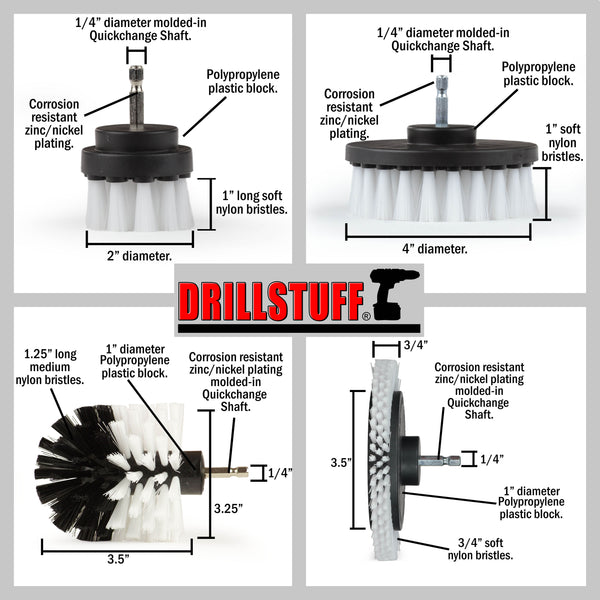 Drillstuff 4 pc. Medium Stiffness Tile Grout Brushes for Drill