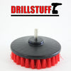 Red Drill Brush,Power Scrubbing Brush Drill Attachment for Cleaning Showers, Tubs, Bathrooms, Tile, Grout, Carpet, Tires, Boats (Stiff) by Drillstuff
